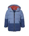 Perry Ellis Blocked Ripstop Puffer Jacket In Blue