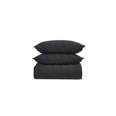 Perry Ellis Clarice Jet 3pc Quilt Set In Black