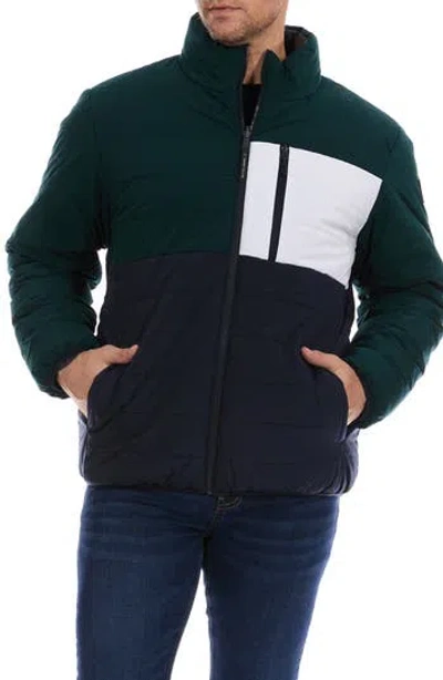 Perry Ellis Colorblock Reversible Quilted Jacket In Green