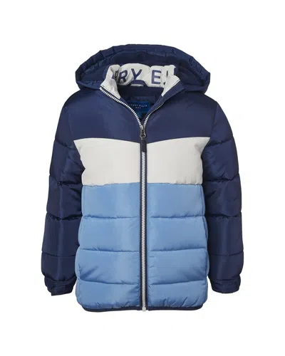 Perry Ellis Kids' Colorblocked Puffer Jacket In Blue