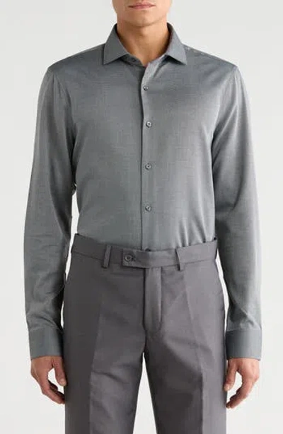 Perry Ellis Diamond Print Slim Fit Stretch Dress Shirt In Silver