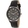 Perry Ellis Diamond Slim Faux Leather Strap Watch, 41mm In Black