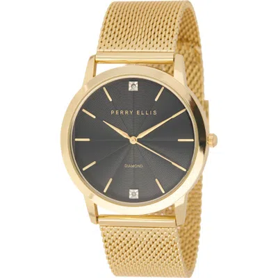 Perry Ellis Diamond Solitaire Mesh Strap Watch, 41mm In Gold