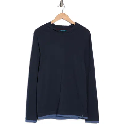 Perry Ellis Double Layer Cotton Hoodie In Dark Sapphire