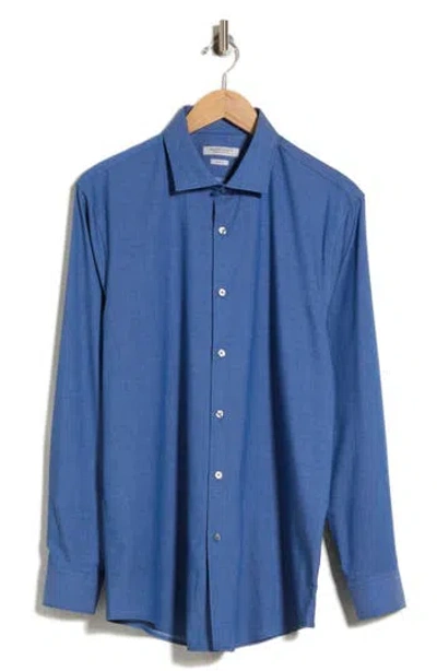 Perry Ellis Elevated Twill Slim Fit Dress Shirt In Indigo