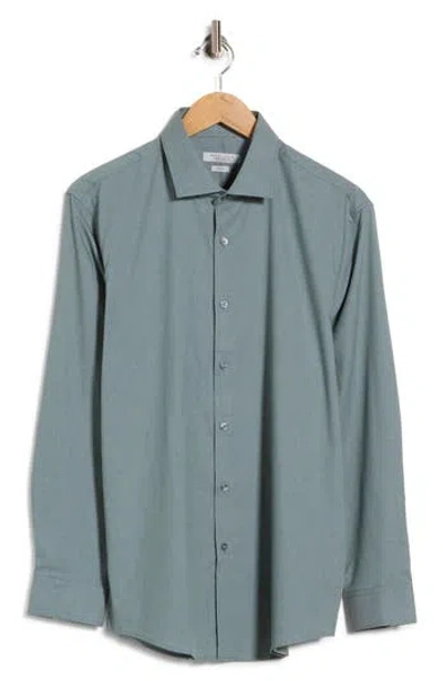 Perry Ellis Elevated Twill Slim Fit Dress Shirt In Olive