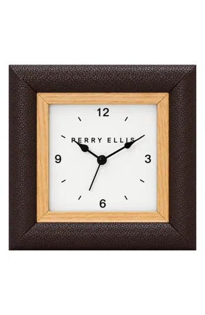 Perry Ellis Faux Leather Frame Alarm Clock In Brown