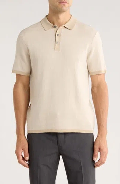 Perry Ellis Geometric Jacquard Polo In Neutral