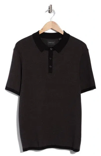 Perry Ellis Geometric Jacquard Polo In Black