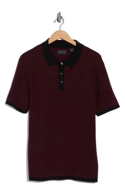 Perry Ellis Geometric Jacquard Polo In Burgundy