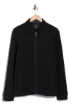 Perry Ellis Geometric Texture Full Zip Jacket In Black