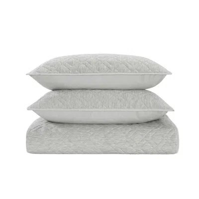 Perry Ellis Henley 3pc Quilt Set - King In Grey