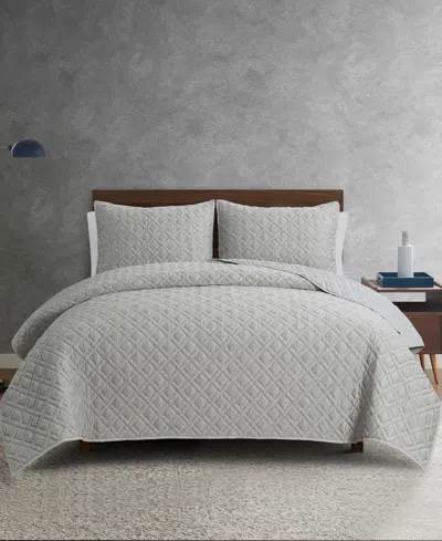 Perry Ellis Henley Jacquard 3-pc. Quilt Set, Full/queen In Gray