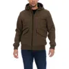 Perry Ellis Hooded Quilted Bomber Jacket In Brown