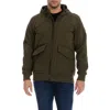 Perry Ellis Hooded Quilted Bomber Jacket In Olive