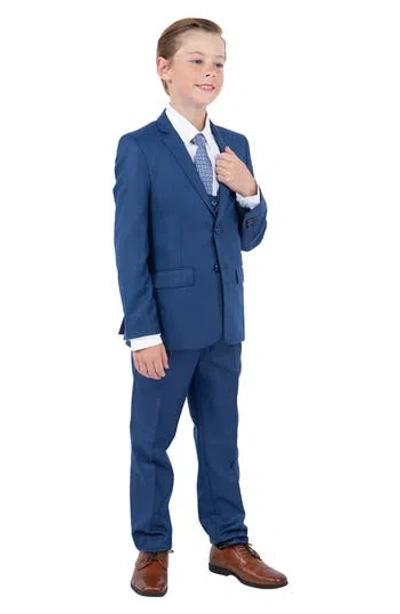 Perry Ellis Kids' Blue Five-piece Sharkskin Suit