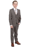 Perry Ellis Kids' Cocoa Five-piece Sharkskin Suit In Cocoa