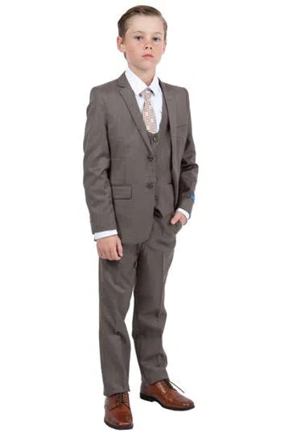 Perry Ellis Kids' Cocoa Five-piece Sharkskin Suit