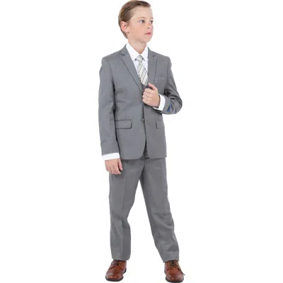 Perry Ellis Kids' Five-piece Sharkskin Suit In Aluminum Grey