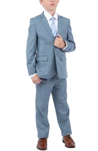 Perry Ellis Kids' Smoke Blue Five-piece Sharkskin Suit In Gray