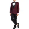 Perry Ellis Solid Shawl Collar 5-piece Tuxedo In Burgundy
