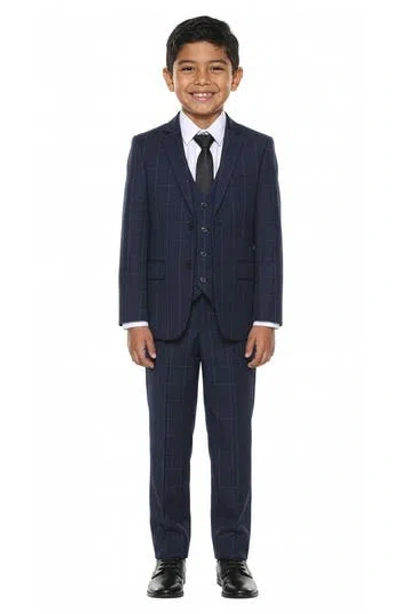 Perry Ellis Kids' Windowpane Five-piece Suit In Brown