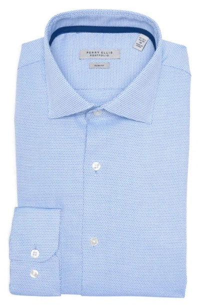Perry Ellis King Slim Fit Micro Dot Shirt In Blue