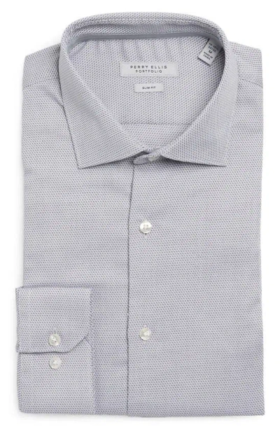 Perry Ellis King Slim Fit Micro Dot Shirt In Charcoal