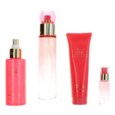 Perry Ellis Ladies 360 Degrees Coral For Women Gift Set Fragrances 844061013322 In Coral / Cream / Peach / Pink / White