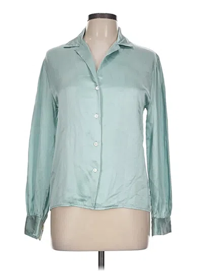 Pre-owned Perry Ellis Long Sleeve Blouse In Blue