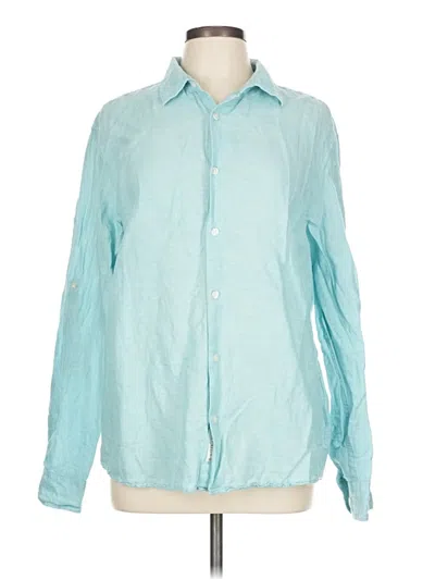 Pre-owned Perry Ellis Long Sleeve Button Down Shirt In Blue