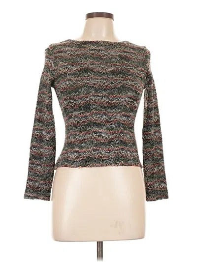 Pre-owned Perry Ellis Long Sleeve Top Brown Boatneck Tops