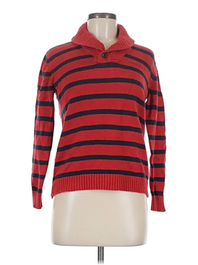 Pre-owned Perry Ellis Long Sleeve Top Red Turtleneck Tops