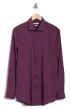 Perry Ellis Melange Slim Fit Solid Shirt In Burgundy