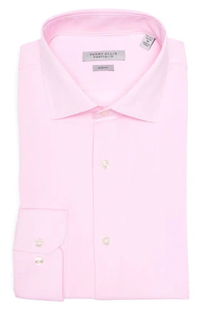 Perry Ellis Melange Slim Fit Solid Shirt In Pink