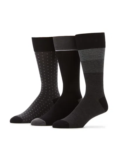 Perry Ellis Men's 3- Pack Soft Luxury Stripe Color Block Socks In Black