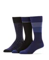Perry Ellis Men's 3- Pack Soft Luxury Stripe Color Block Socks In Dark,assorted,multicolor
