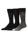 Perry Ellis Men's 3-pack Bamboo Patterned Socks In Dark,assorted,multicolor