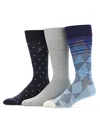 Perry Ellis Men's 3-pack Bamboo Patterned Socks In Medieval Assorted,multicolor
