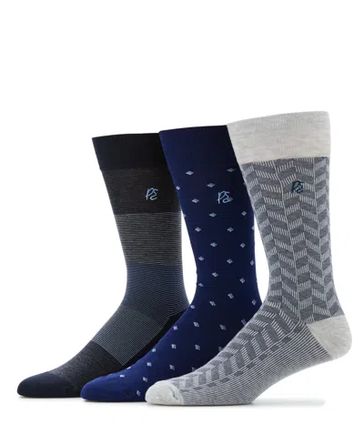 Perry Ellis Men's 3 Pack Herringbone Logo Socks In Multi