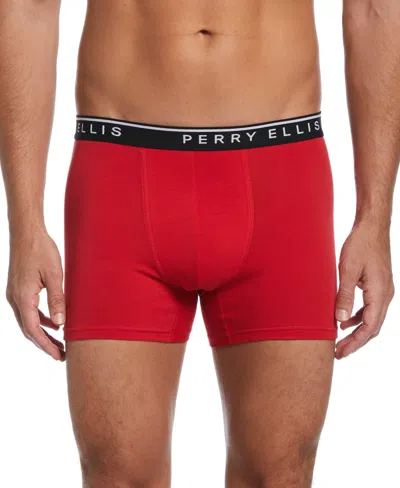 Perry Ellis Men's 4-pack Cotton Stretch Boxer Brief In Ribbon Red