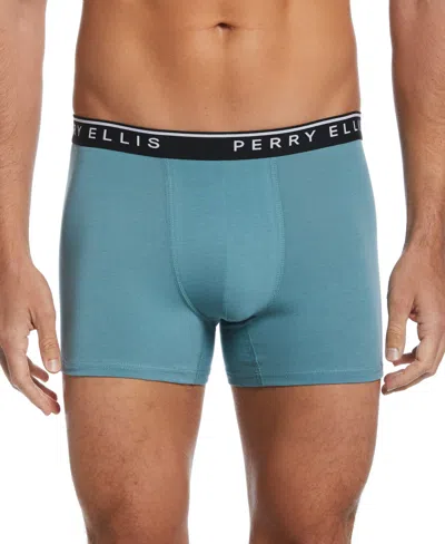 Perry Ellis Men's 4-pack Cotton Stretch Boxer Brief In Trellis,blue
