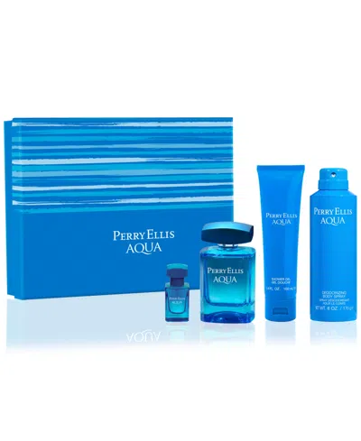 Perry Ellis Men's 4-pc. Aqua Eau De Toilette Gift Set In White