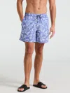 Perry Ellis Men's 7" Leaf Print Swim Short In Blue