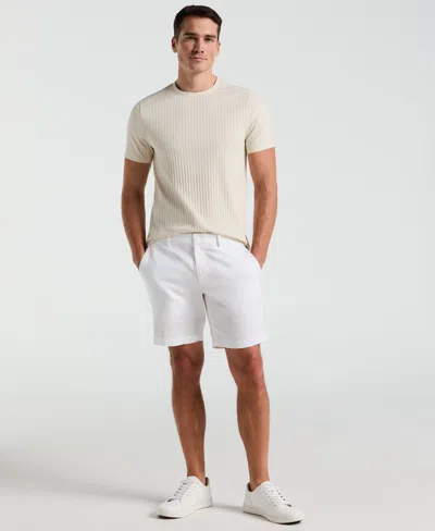 Perry Ellis Men's 8" Flat Front Linen Cotton Short In Bright White