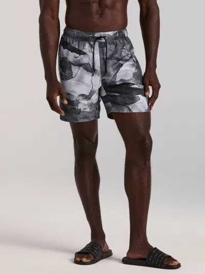 Perry Ellis Men's Abstract Wave Print Swim Trunk In Black