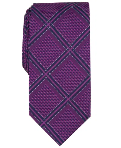 Perry Ellis Men's Bannos Large Grid Tie In Magenta