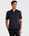 Perry Ellis Men's Bi-color Stitch Quarter-zip Short Sleeve Polo Shirt In Blue