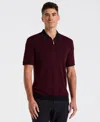 Perry Ellis Men's Slim-fit Ribbed-knit 1/4-zip Polo Shirt In Red