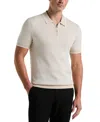 Perry Ellis Men's Bi-color Stitch Zip Polo In Moonstruck